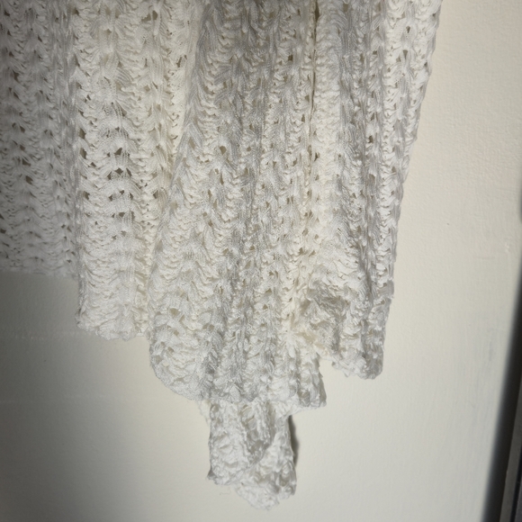 Unbranded Sz M/L White Open Knit Waterfall Cardigan Coastal Boho Ethereal Layer - Picture 8 of 15